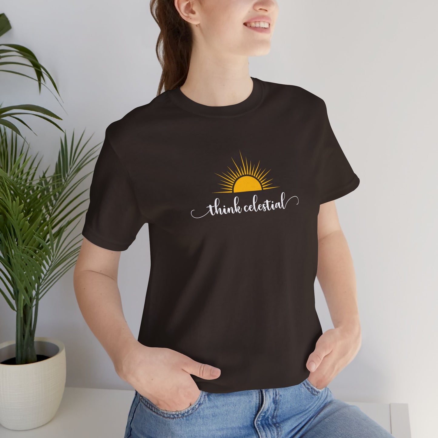 THINK CELESTIAL Dark Unisex Jersey Short Sleeve Tee