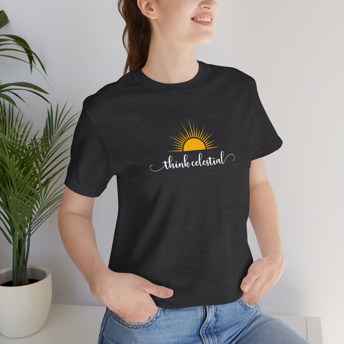 THINK CELESTIAL Dark Unisex Jersey Short Sleeve Tee