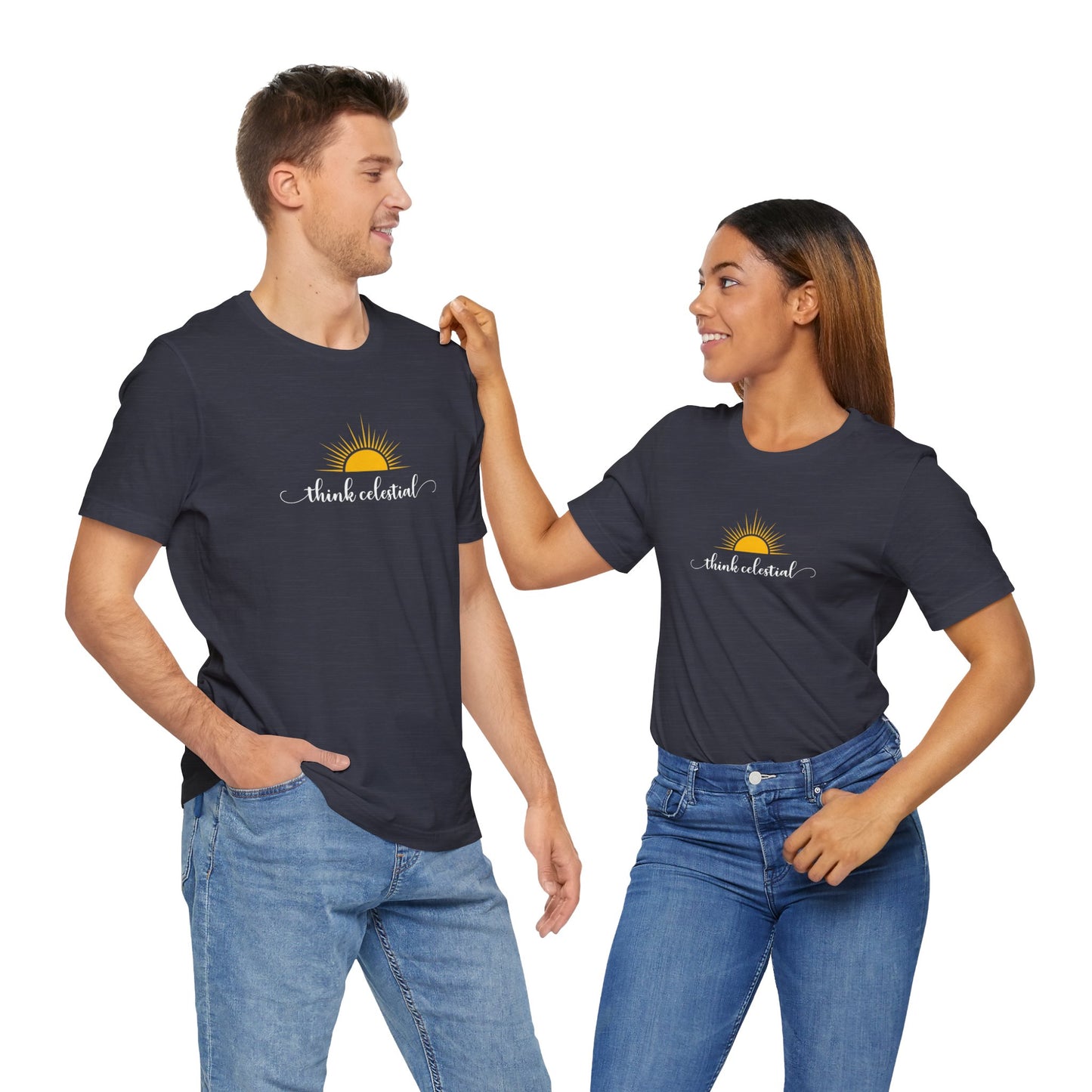 THINK CELESTIAL Dark Unisex Jersey Short Sleeve Tee
