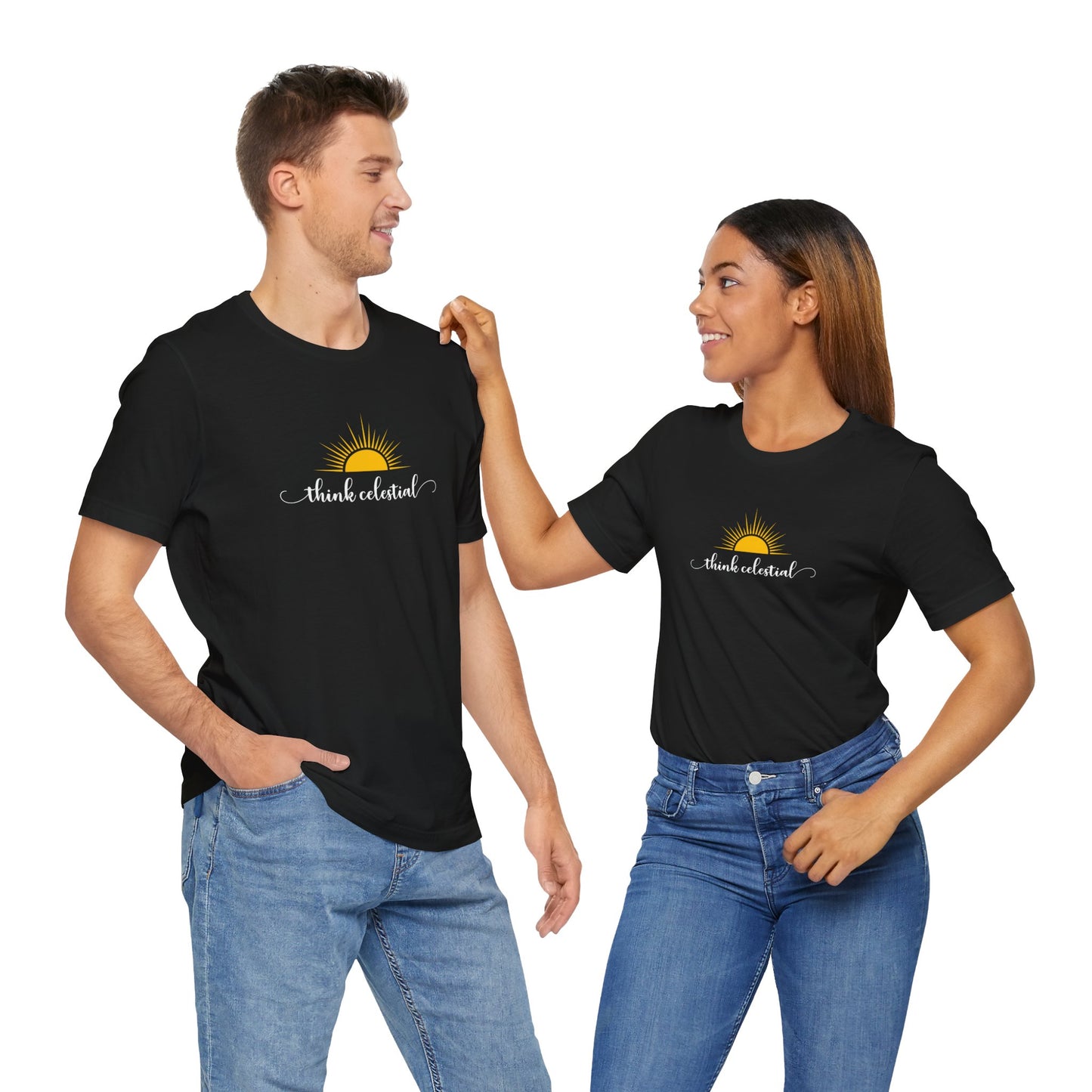 THINK CELESTIAL Dark Unisex Jersey Short Sleeve Tee